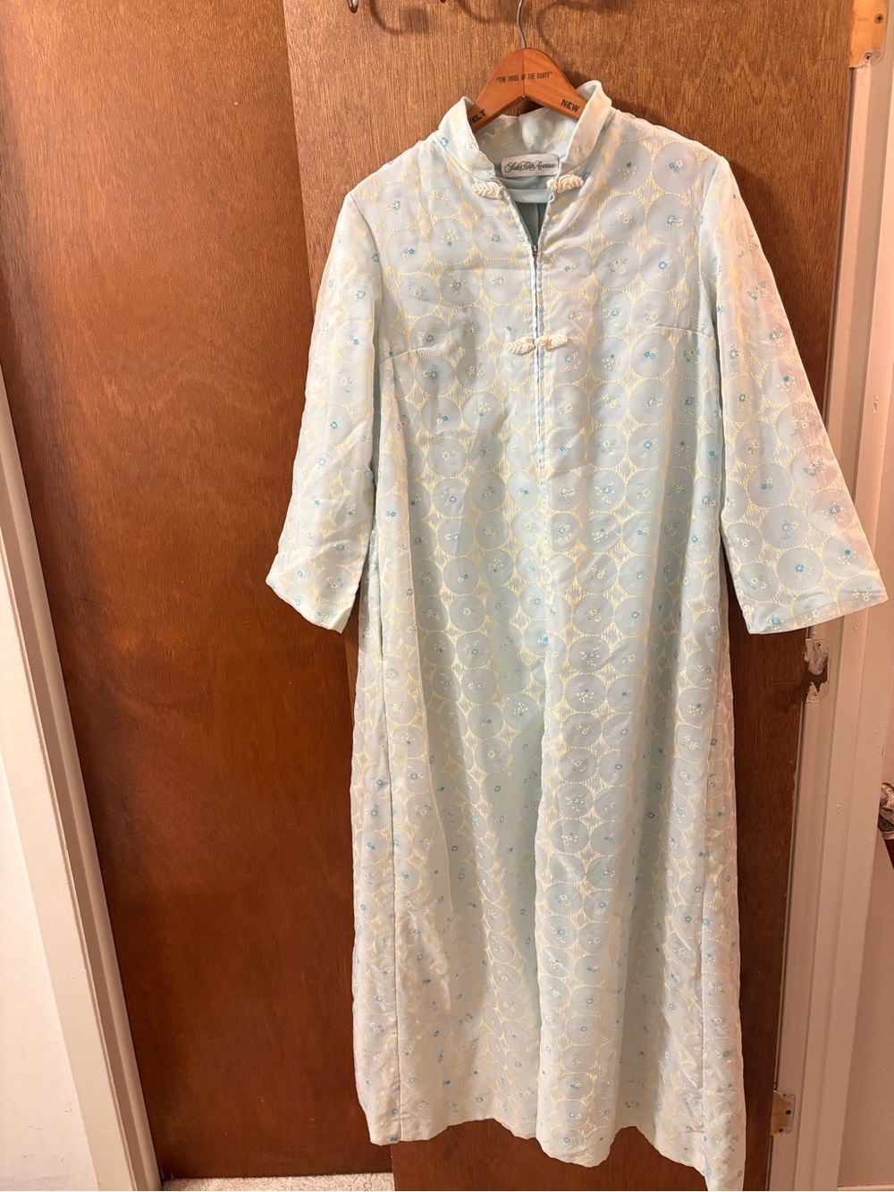 Saks Fifth Avenue Pale Blue Embroidered Maxi Dress( 32” in shoulders)